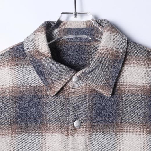 HMJ203SDSA男士秋冬新款痞帅男装休闲撞色格子设计按扣长袖衬衫百搭时尚 商品图2