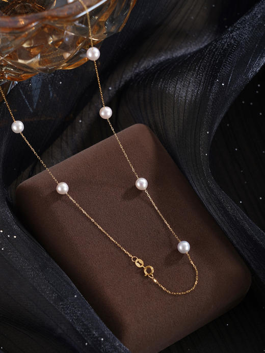 子佩集【星河之恋】G18K珍珠惜王妃项链【MLKJXL004】4.9mm珠偏粉白镀金多珠2601 商品图4