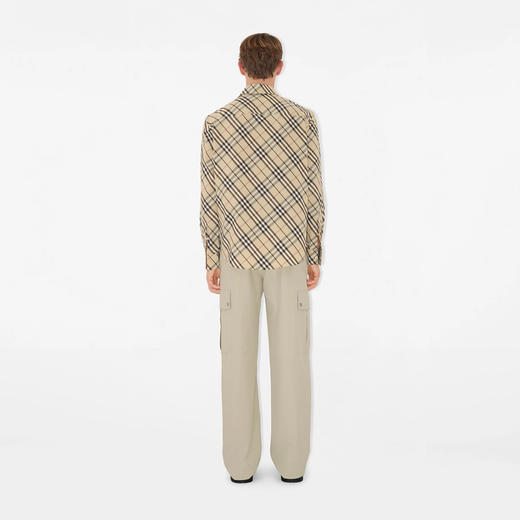 BURBERRY 巴宝莉 男士 B 字盾形刺绣宽松格纹棉质长袖衬衫 格子 8105202 A5686 商品图4