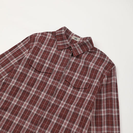 ROMI STUDIO“松弛复古”全棉水洗做旧格纹翻领工装衬衫 RWDSSU1674 商品图2