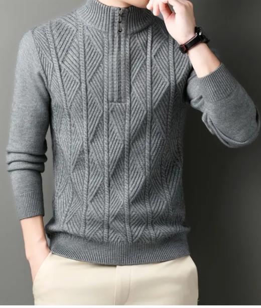 清库仅399！【百分百山羊绒提花毛衣】男士超厚提花半高领保暖毛衣 商品图13