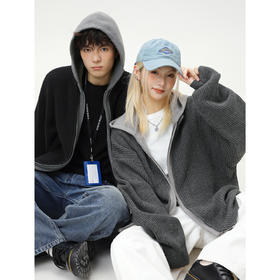 【YW】无忧购“清仓福利”质感仿鹿毛绒假两件开衫连帽毛衣复古情侣针织衫MM4144（截单后3-5天发货）