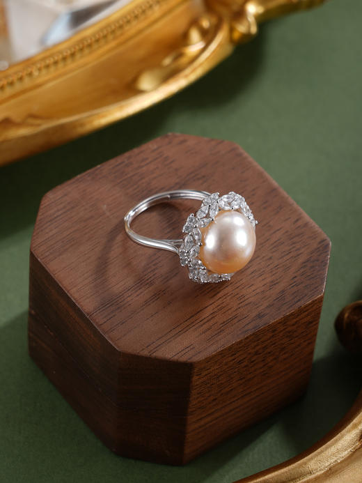 子佩集【蝴蝶花环】银S925珍珠惜王妃戒指【R1968】11.5mm珠双色花绕蝴蝶2601 商品图7