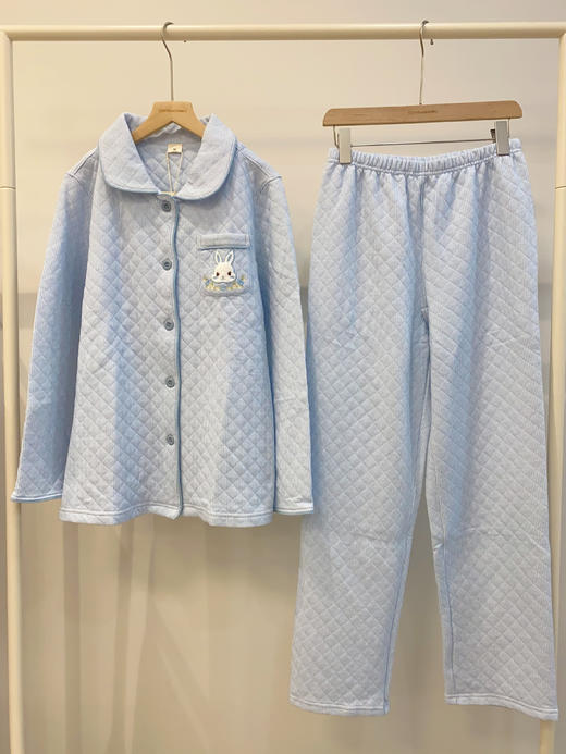 松植屋《萌小兔》女款空气棉加厚套装冬季空气层夹棉睡衣家居服 商品图6