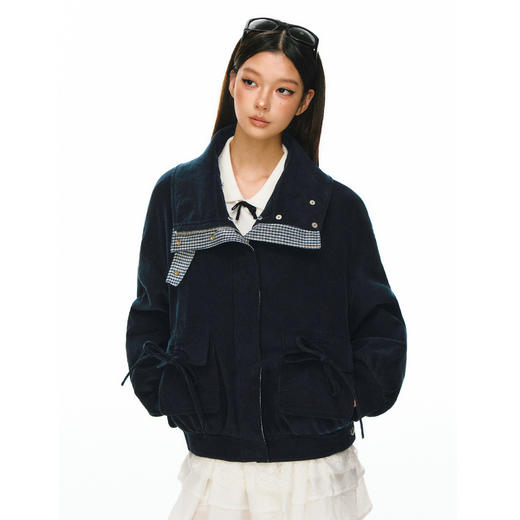 Ariseism 抽绳蝴蝶结可拆卸毛领棉服女冬季新款加厚宽松保暖外套 商品图0