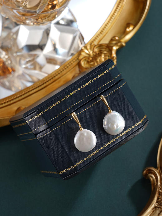 子佩集【月汐留痕】银S925珍珠惜王妃耳钉【W5320】13-14.5mm珠双色巴洛克扁珠2601 商品图11