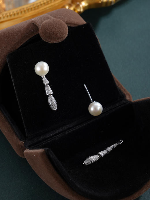 子佩集【冰魄雪影‌】银S925珍珠惜王妃耳钉【MLEH012】7mm珠三节流苏2601 商品图5