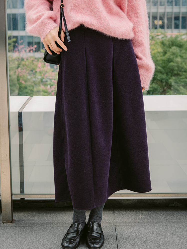 松紧腰小A立体廓形分割半裙FCG1SKT060