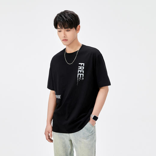 GXG男装【100%棉】夏季时尚简约字母印花男士圆领短袖T恤K&C 商品图2