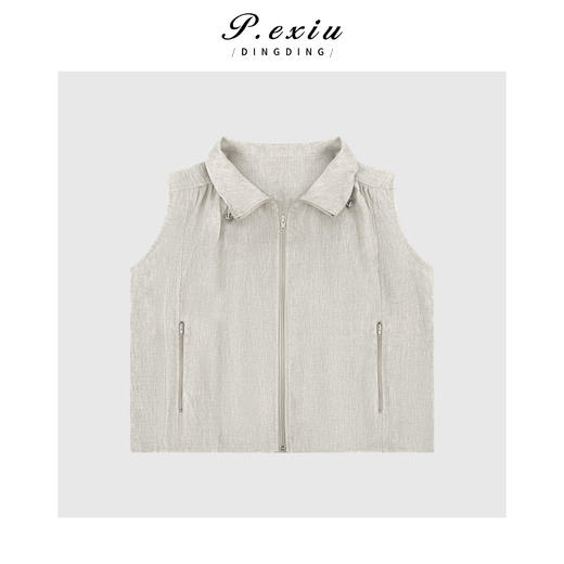 04-2潘依绣丁丁宠粉简约帅气无袖宽松短外套Q89321 商品图0