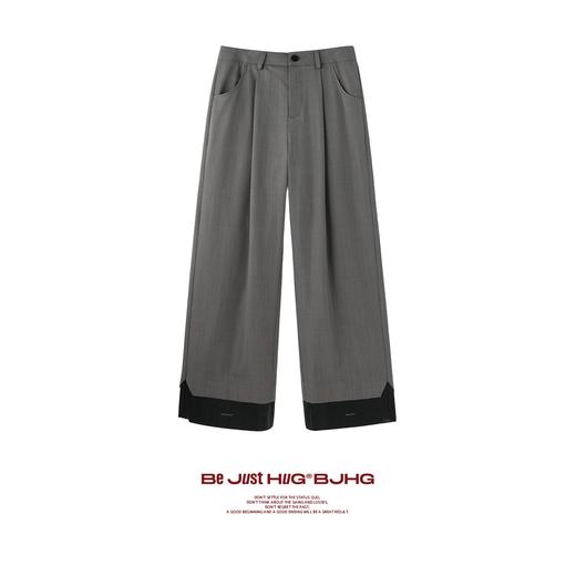 BJHG不计后果设计感拼接休闲西裤男款秋冬休闲宽松直筒阔腿西装裤 商品图1