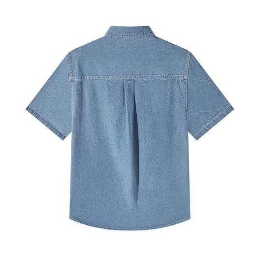 GXG男装25夏季经典胸前口袋设计日常休闲百搭翻领短袖牛仔衬衫K&C 商品图1