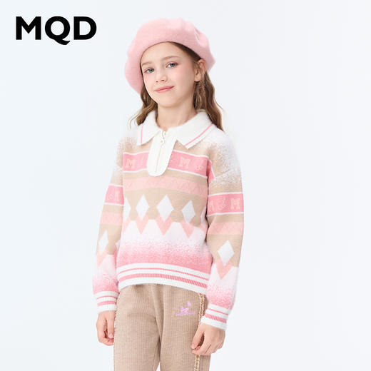 【秒2】【MQD】女童冬季舒适柔软潮酷渐变翻领针织衫 商品图0