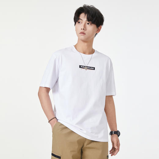 GXG男装夏季简约字母印花男士日常百搭休闲圆领纯棉短袖t恤K&C 商品图3