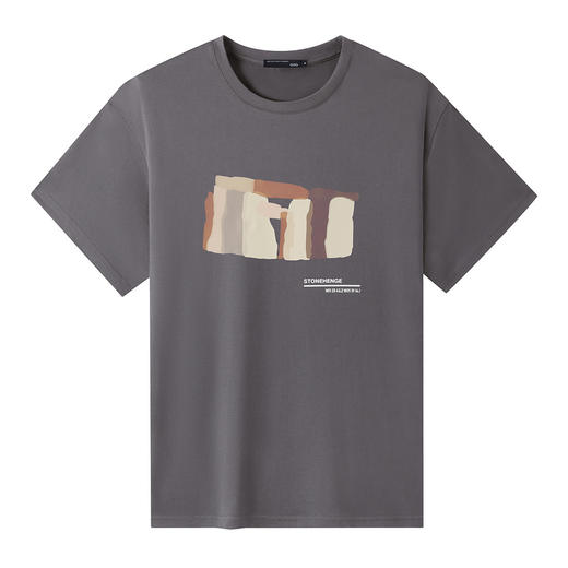 GXG男装【100%棉】夏季时尚撞色印花男士圆领百搭短袖T恤K&C 商品图4