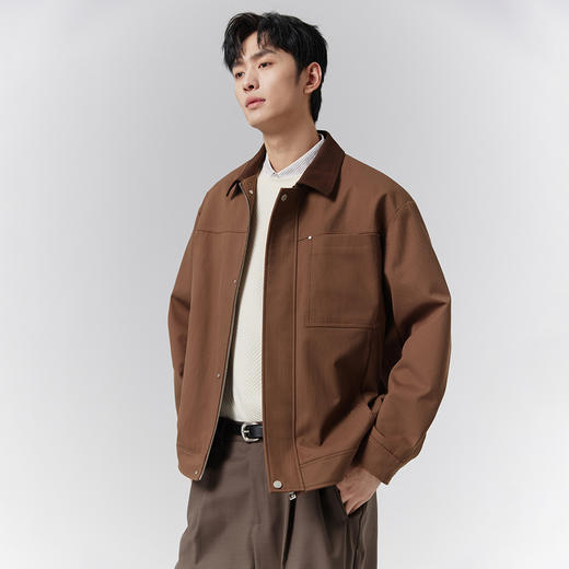 GXG男装【撞色领口】25春季时尚创意拼色多口袋拉链翻领男式夹克K&C 商品图6