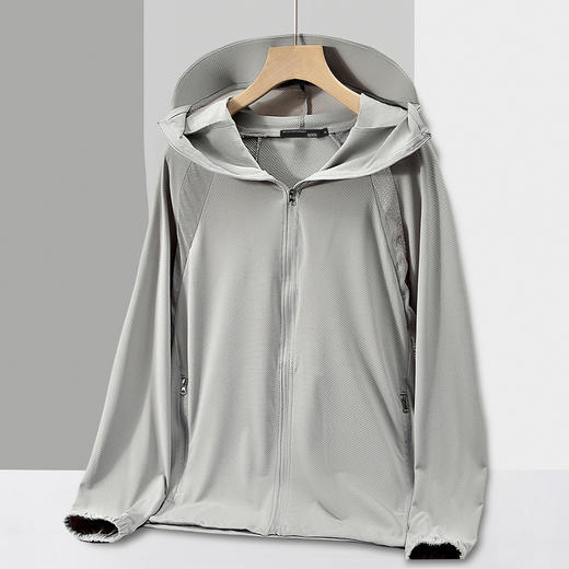 GXG男装25夏季时尚拼接设计拉链口袋舒适柔软连帽防晒服K&C 商品图4