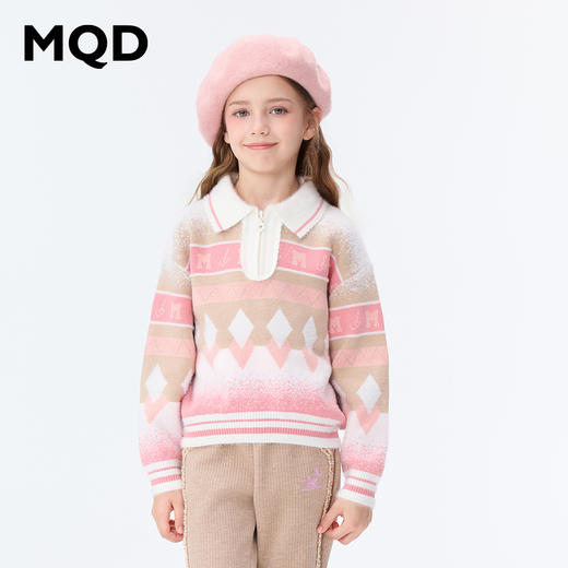 【秒2】【MQD】女童冬季舒适柔软潮酷渐变翻领针织衫 商品图1