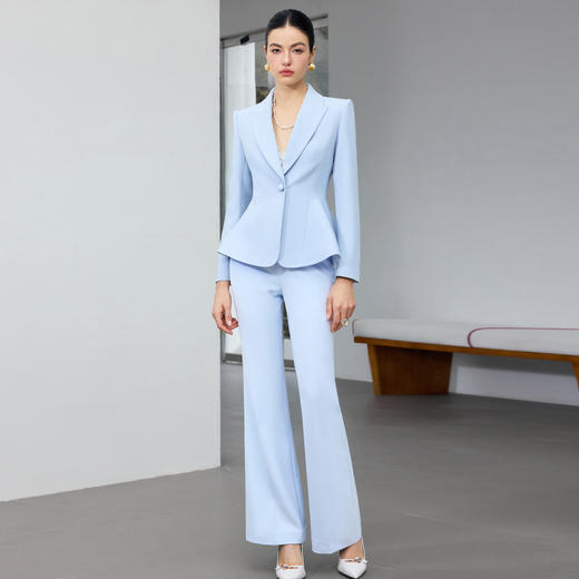IWY/蓝色西装套装女修身显瘦两件套商务风职业装收腰西服正装25CP916 商品图0