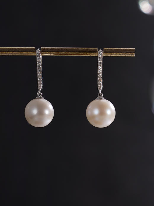 子佩集【朦胧静月】银S925珍珠惜王妃耳钉【MLEH019】10mm珠圆圈扣环2601 商品图3