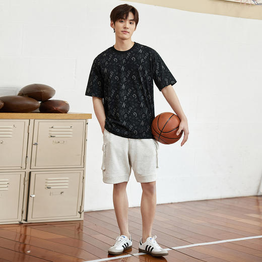 GXG男装【100%棉】夏季满印字母男款潮流圆领百搭短袖t恤K&C 商品图3