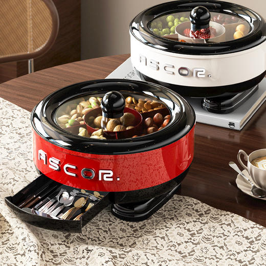 【自带抽屉❗可旋转干果盘】新款敦敦新年果盘茶几高端轻奢高级感糖果零食坚果分格密封收纳。rf 商品图2