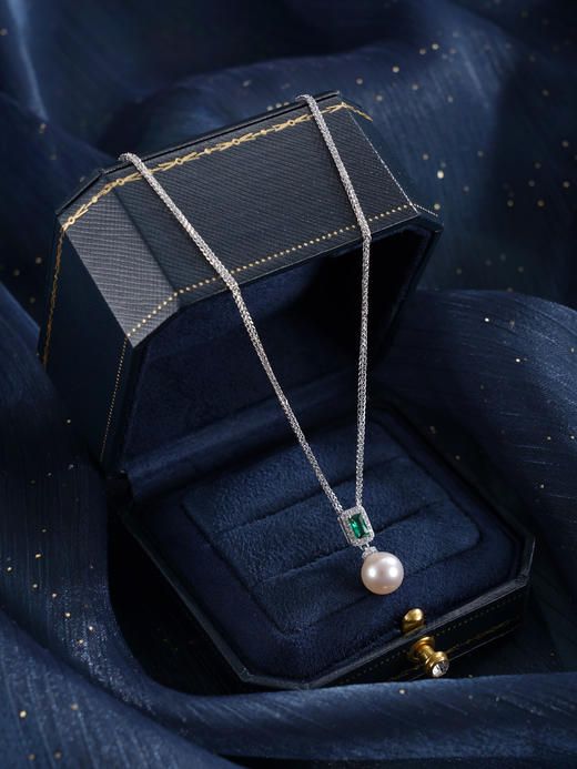 子佩集【月华倩影】银S925珍珠惜王妃套链【TM0827-XF】8.5mm珠绿方块2601 商品图2