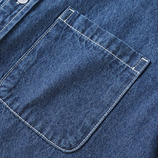 GXG男装25夏季经典胸前口袋设计日常休闲百搭翻领短袖牛仔衬衫K&C 商品图5