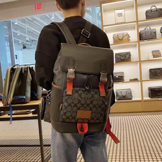 抽绳翻盖-牛皮-书包背包双肩包-大号-男款-黑色 商品图0