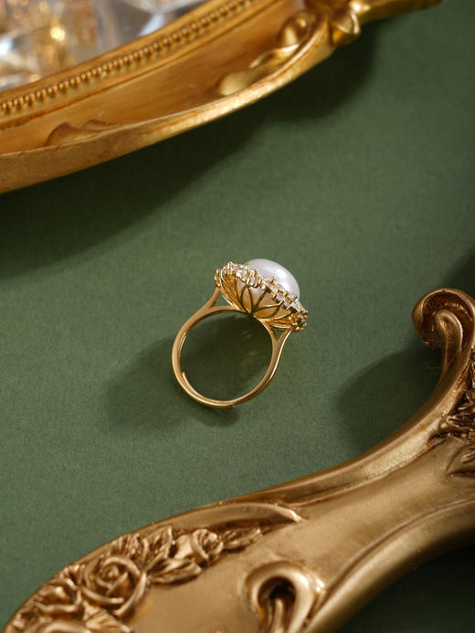 子佩集【蝴蝶花环】银S925珍珠惜王妃戒指【R1968】11.5mm珠双色花绕蝴蝶2601 商品图12