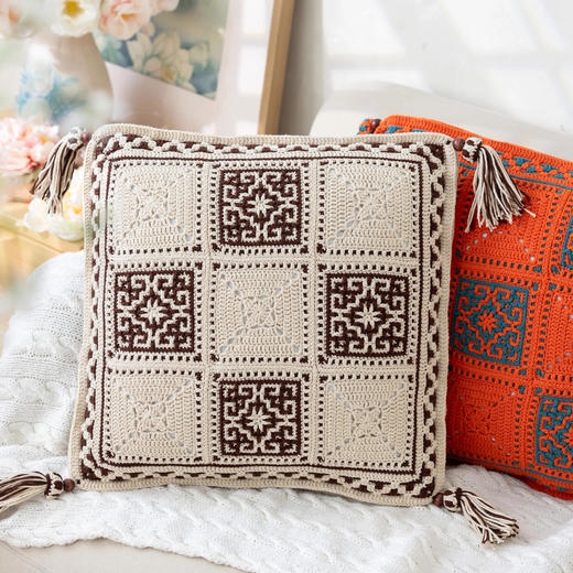 苏苏姐家方栀意抱枕套手工DIY钩针4股棉毛线团自制材料包 商品图1