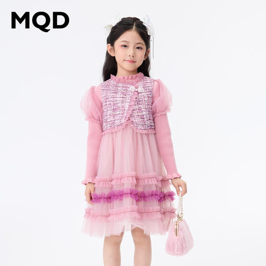 【秒2】【MQD】女童国风优雅小香风网纱长袖连衣裙 商品图0