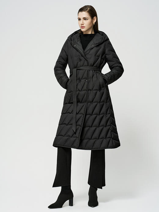 【中长款连帽羽绒服】25年秋冬新品女士90白鹅绒系带收腰防风保暖外套 商品图2