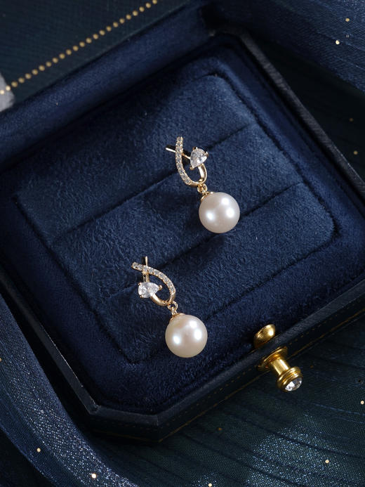 子佩集【灵犀共鸣】银S925珍珠惜王妃耳钉【YE0829A】8mm珠双色交织丝带2601 商品图11