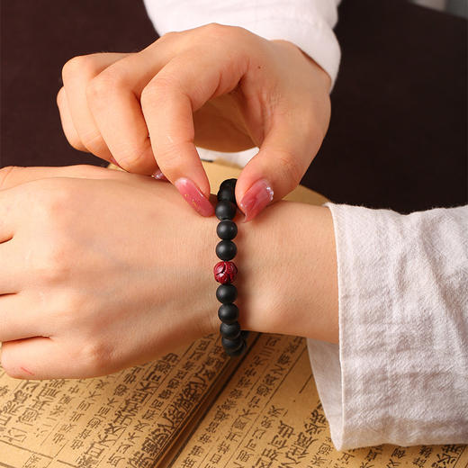 【祈愿吉品】药柏莲花沉香朱砂男女手链 商品图2