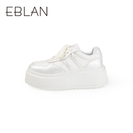 【上新】伊伴2026春季6CM厚底小白鞋时尚百搭白银配色B26158819 商品图1