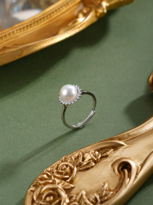子佩集【晨曦微光】银S925珍珠惜王妃戒指【R2094】8mm珠双色太阳花2601 商品图8