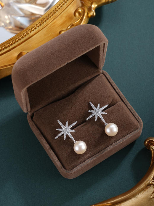 子佩集【星芒之秀】银S925珍珠惜王妃耳钉【X7532】8.5mm珠双色星芒2601 商品图9