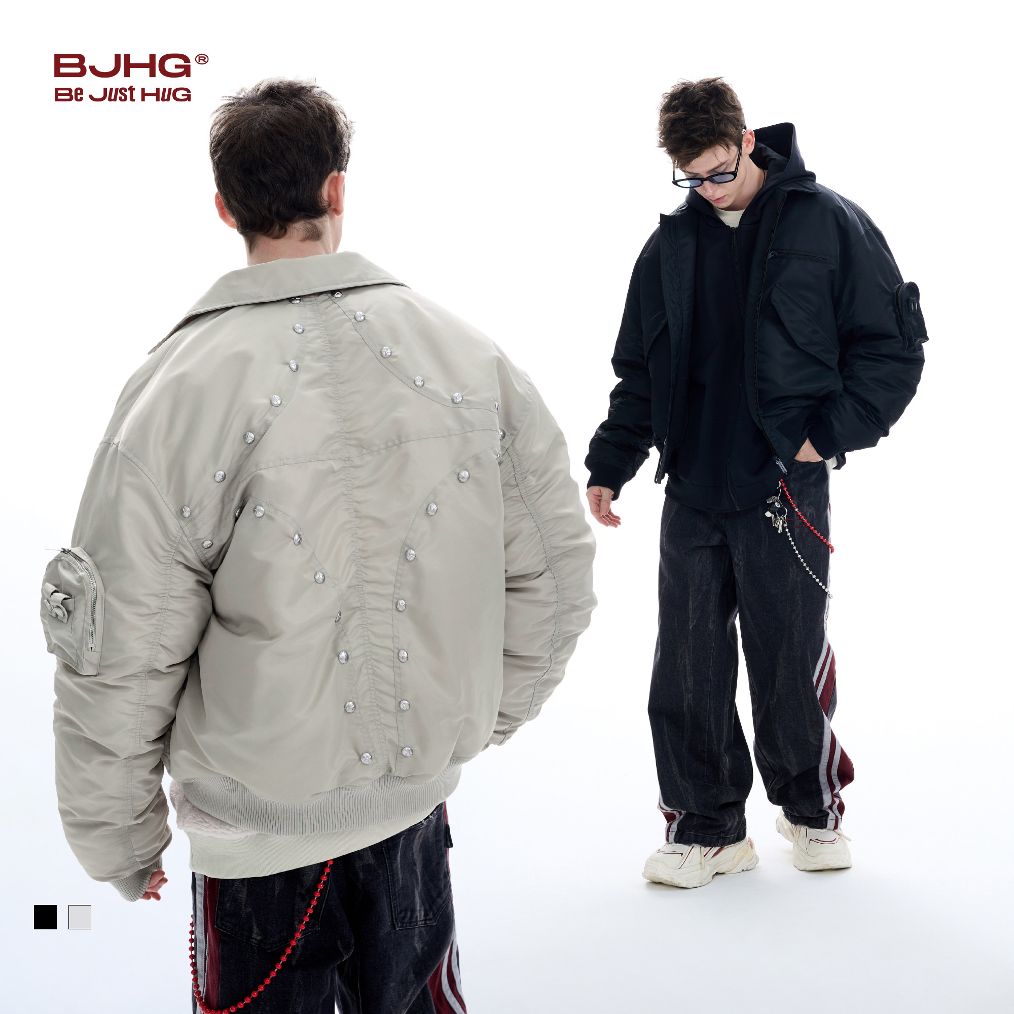 BJHG不计后果夹克羽绒服男款冬季潮牌2024新款90白鸭绒设计感外套