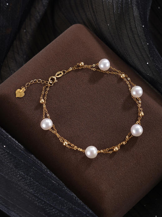 子佩集【星河光芒】G18K珍珠惜王妃手链【MLKJSL002】5.8mm珠多珠双层链2601 商品图5