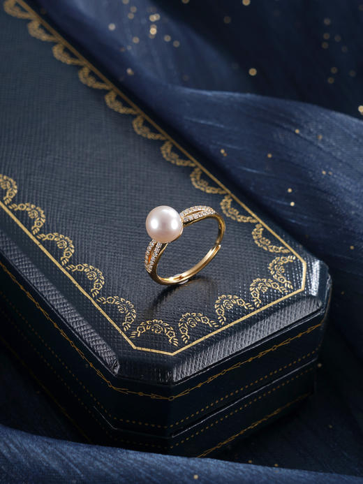 子佩集【暮光之谜】银S925珍珠惜王妃戒指【R1905】7mm珠镀金交织缠绕2601 商品图2