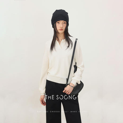 THESOONG"倍感松弛"新品绵羊毛细腻柔感亨利翻领毛衣7464 商品图4