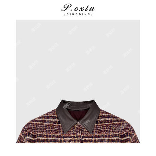 04-2潘依绣丁丁宠粉港风复古撞色格子翻领衬衫外套 Q34025 商品图2