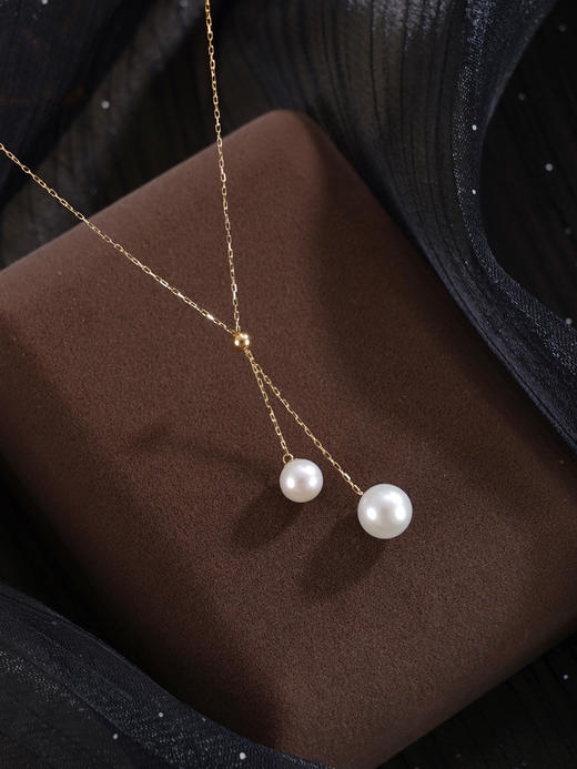 子佩集【流年风吟】G18K珍珠惜王妃项链【MLKJXL009】6-7.5mm珠镀金双色吊球紫白2601 商品图7