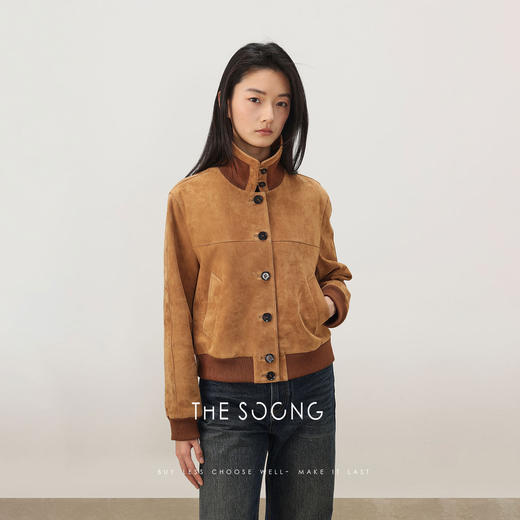 THESOONG埃塞俄比亚进口混种羊反绒复古立体塑型绒感皮衣外套8572 商品图5