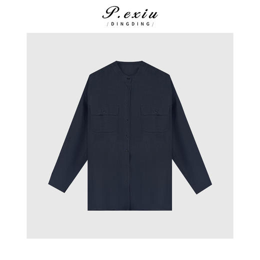 04-2潘依绣丁丁宠粉圆领排扣设计口袋衬衣外套Q19433 商品图0