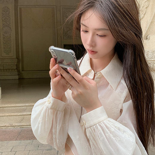 现货 清茶衬衫 简约氛围感 暗纹提花轻薄衬衫 商品图1