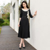 三彩2026春季新款法式连衣裙波点拼接长袖A字裙长裙优雅气质S 商品缩略图1