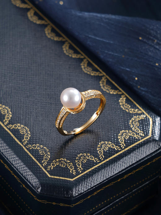 子佩集【银河静界】银S925珍珠惜王妃戒指【R2089】7mm珠双色一字2601 商品图10