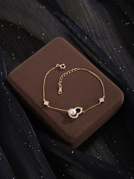 子佩集【福华幸运】银S925珍珠惜王妃手链【MLSL010】5.5mm珠镀金葫芦2601 商品图3